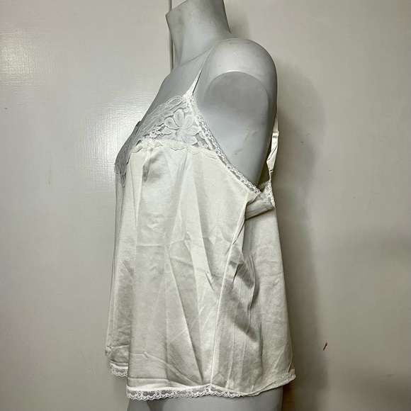 Vintage White Lace Lingerie Cami Chemise Dainty Tank Top - Picture 3 of 4